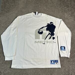VINTAGE Metro Basketball Shirt Mens XL White Baggy Streetwear Long Sleeve Y2K